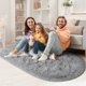 thumbnail image 2 of Alfombra LOCHAS Fluffy Grey de 80 cm x 160 cm para mesita de noche de dormitorio, 2 of 8