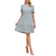 thumbnail image 1 of INSPIRE CHIC Vestido Mini con Capas para Mujeres Crochet Boho Casual de Manga Corta L Azul Gris, 1 of 6