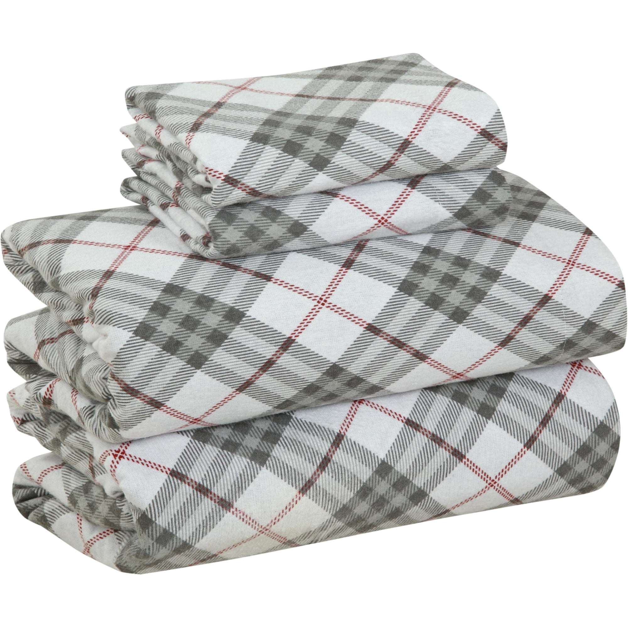 Blisscasa - Juego De Sábanas Bliss Casa De Franela 100% Algodón Para Cama De Tamaño Completo, Color Rojo