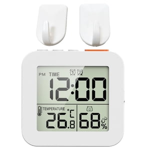 Bothyi - Reloj Despertador Digital Reloj De Baño Digital Para Dormitorio Sala De Estar 2 Piezas Ganchos Blanco