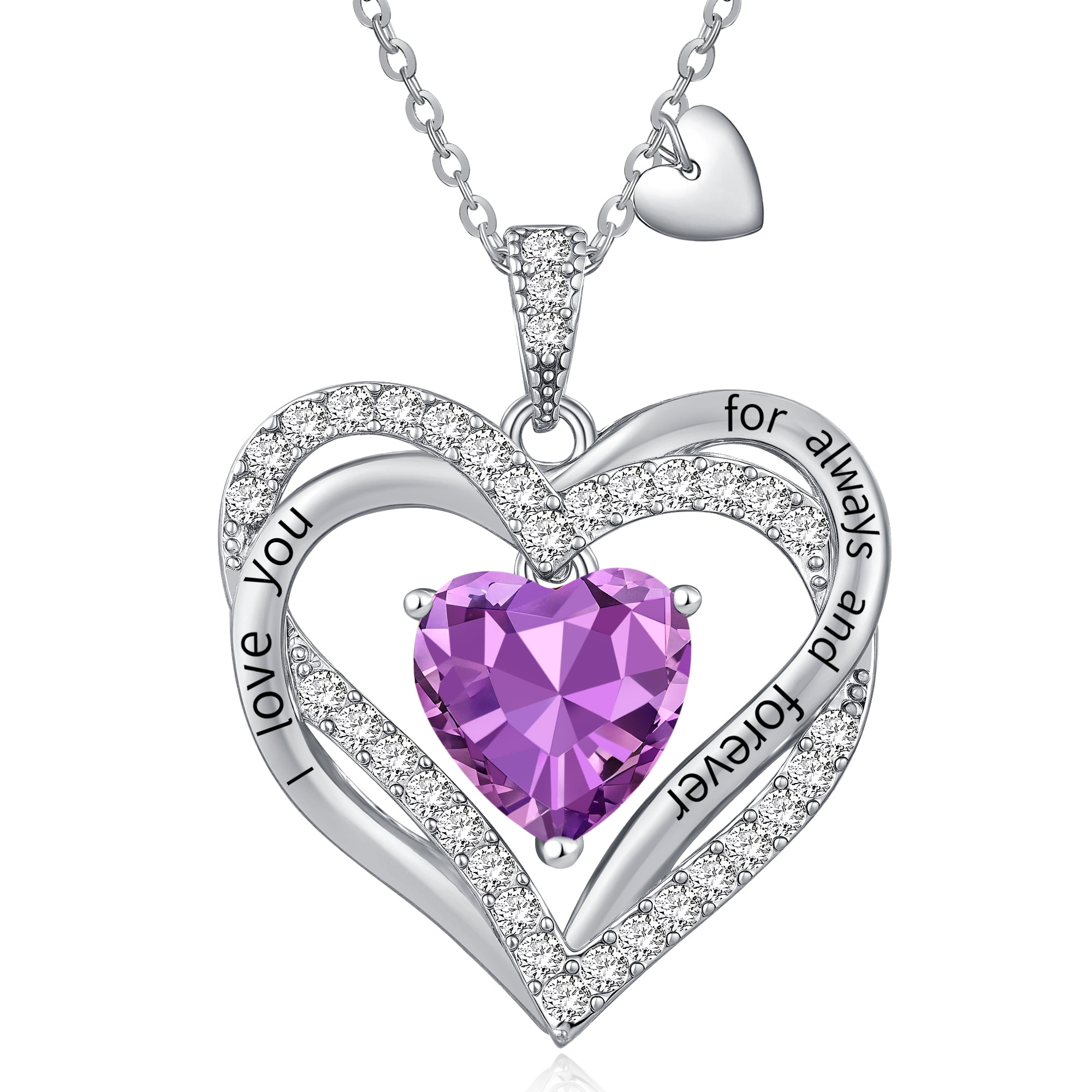 Heshpaws - Colcollares Colgantes De Amor De Amor Para Mujeres Con Piedra De Nacimiento Zirconia, Regalo De Joyería De Aniversario De Cumpleaños De Navidad Para Mujeres Esposa