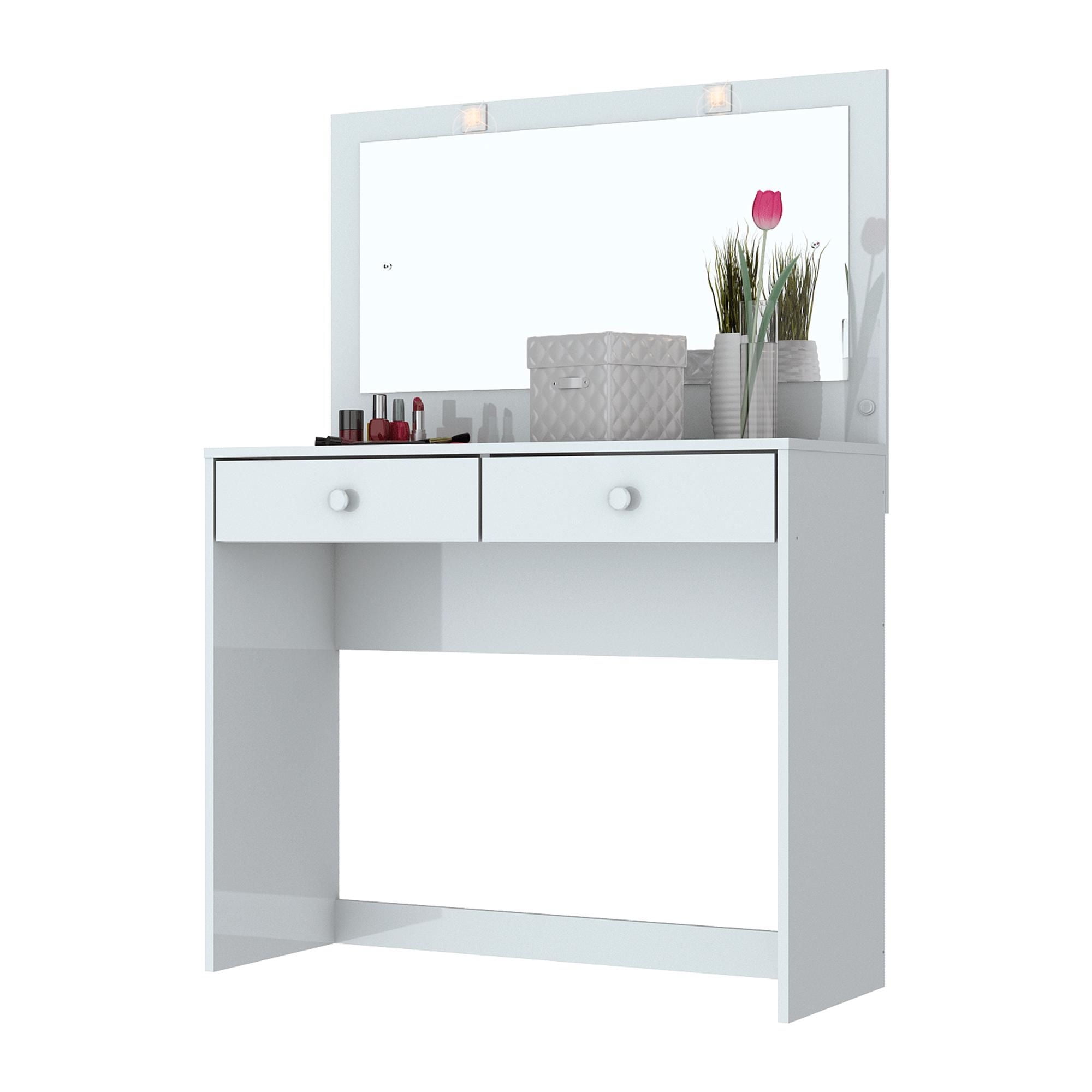 Home Mobili - Tocador 2 Cajones + Luz Led Denver Blanco