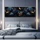 thumbnail image 1 of 1pc Frameless Luxurious Golden Wall Art, Black Background, Dark Floral Canvas Paintings, Flower Pictures For Living Room Decor, No Frame, 1 of 2