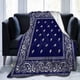 thumbnail image 1 of Manta de microfibra ultrasuave azul con bandana Wabaodan de 152 cm x 127 cm, 1 of 4