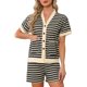 thumbnail image 1 of Conjuntos de Pijama para Mujer con Sujetador Incorporado de Cuello en V, Manga Corta, Camiseta Abotonada con Pantalones Cortos, Ropa de Dormir y Conjuntos de Descanso S Negro, 1 of 6