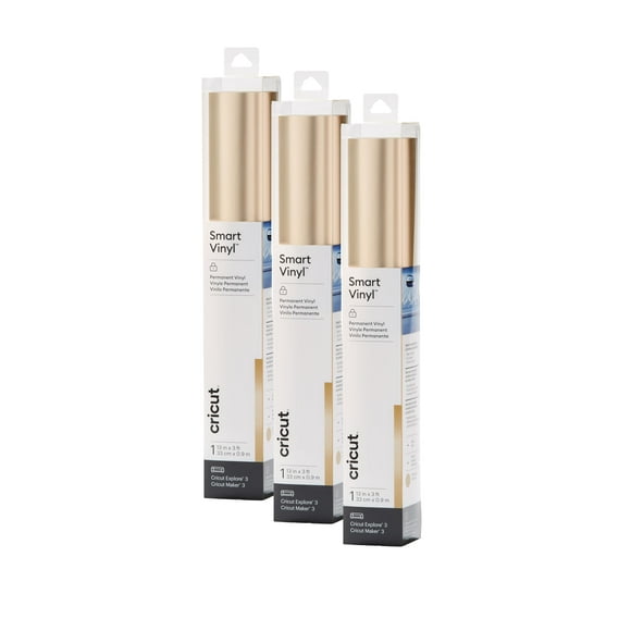 Champán metálico mate permanente Vinyl Cricut Smart, paquete de 3