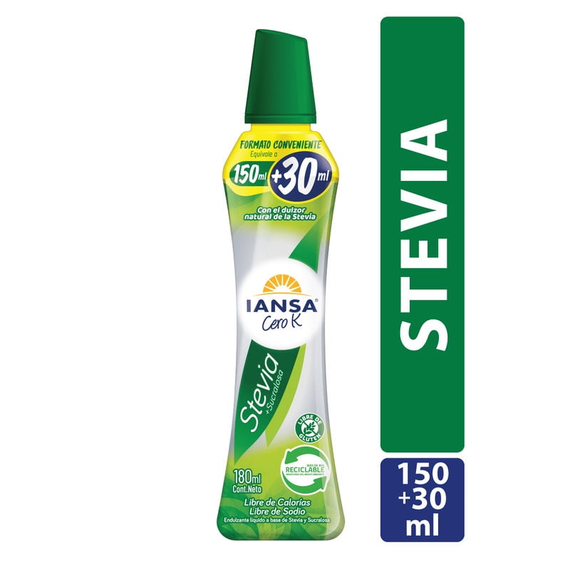 Endulzante Líquido Stevia + Sucralosa Botella 180 ml Iansa Cero K