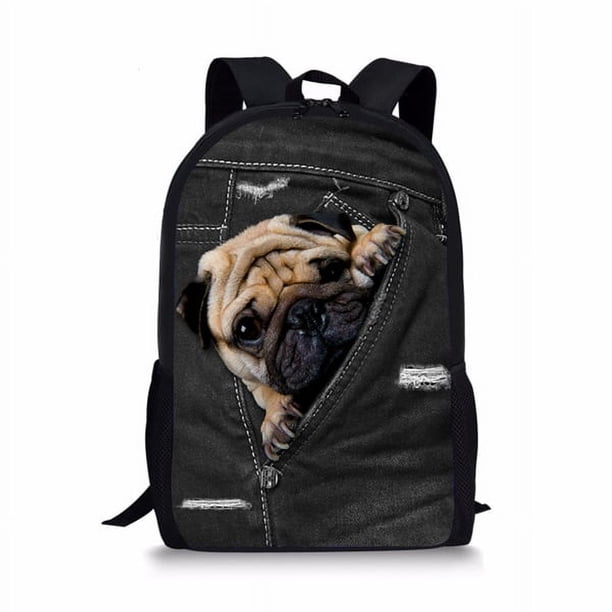 Black Denim Pocket Cat Student School Bag Kitten Printed Backpack Teenager Daily Casual Backpack Women Men Travel Rucksacks