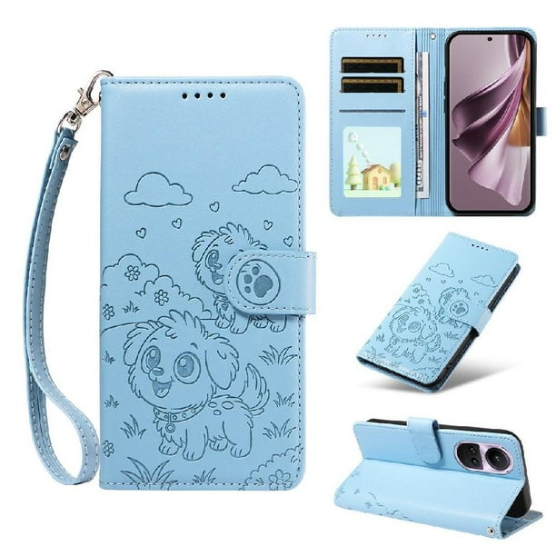 Funda Billetera FOXDOCK Compatible con OPPO Reno 10 5G, Diseño Perrito Tierno, Ranuras para Tarjetas y Soporte Plegable