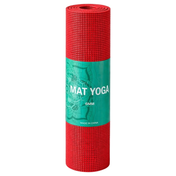 Mat de Yoga Rojo 6 mm Antideslizante para Yoga, Pilates y Ejercicio