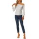 thumbnail image 2 of INSPIRE CHIC Tops de lentejuelas sin hombros para mujer con mangas largas para fiesta disco brillante con purpurina M Plata, 2 of 6