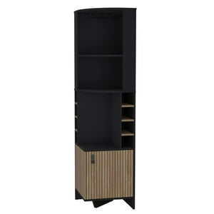 Fmfurniture - Bar Esquinero 8 Botelleros Y Portacopas Fm-011N - Negro
