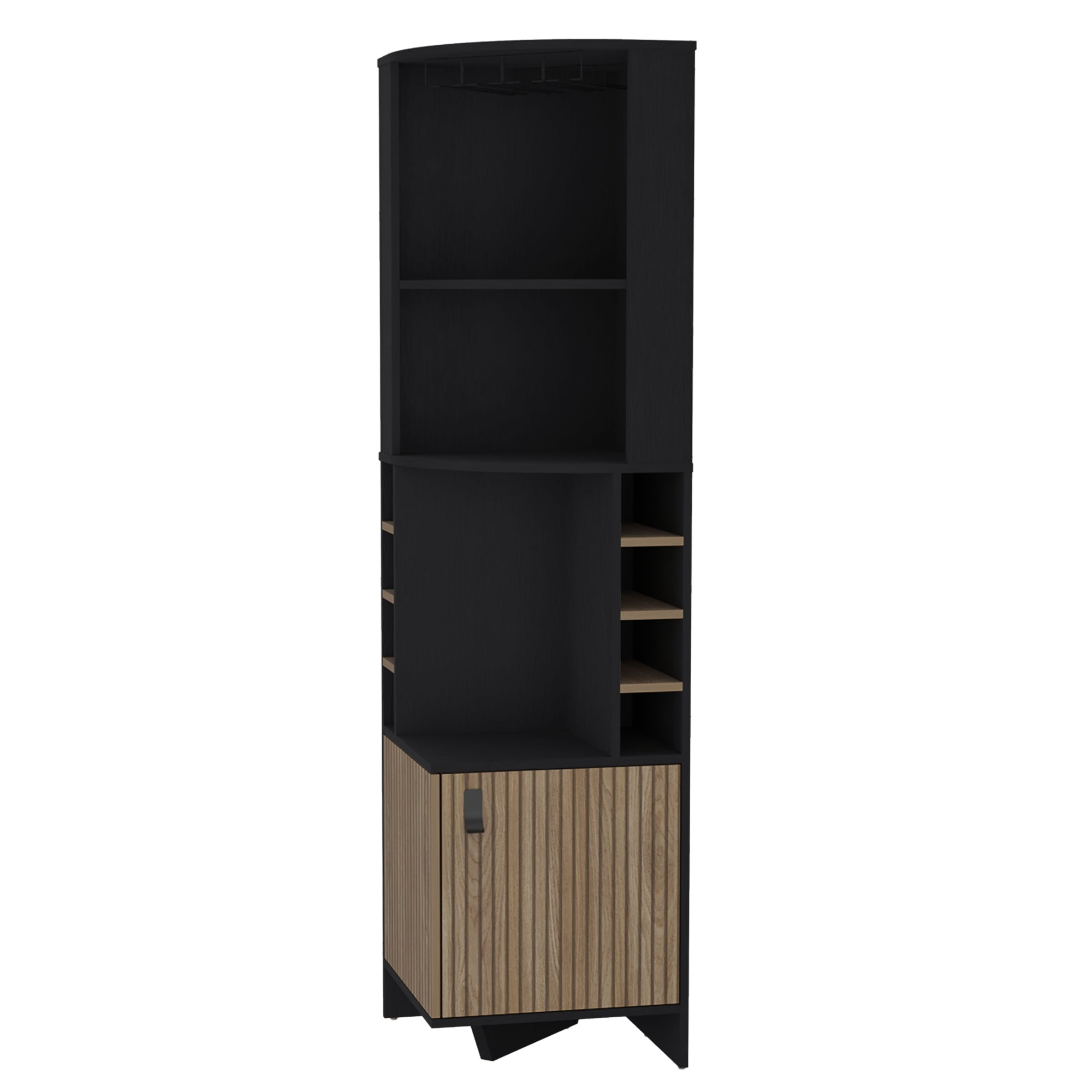 Fmfurniture - Bar Esquinero 8 Botelleros Y Portacopas Fm-011n - Negro