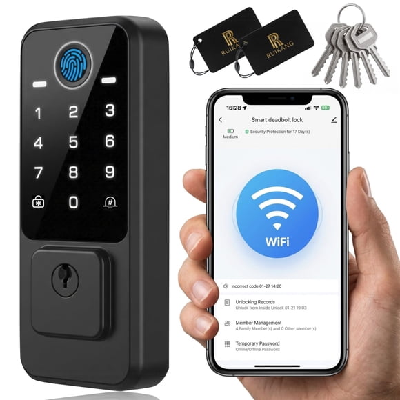 Cerradura Inteligente WiFi POWER de RUIKANG 5‑en‑1 con Huella Dactilar