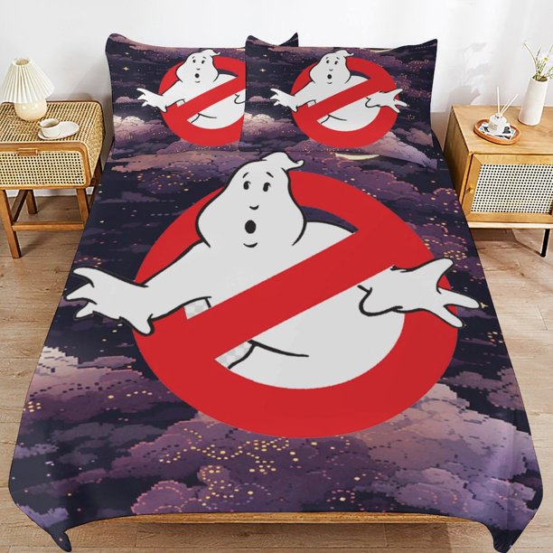 x303 Ghostbusters Bed Duvet Cover Microfiber Bedding Sets 3D Printed Lightweight 3 Piece Comforter Sets, 1 Duvet Cover And 2 Pillow Shams for Kids Boys Girls 79"x90" jn303
