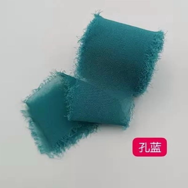 Xiao Hua Cintas, paquete de 4 cintas de gasa (azul verdoso oscuro) - 4 cm x 5 yardas, con borde deshilachado, ideal para envolver regalos, bodas, manualidades.