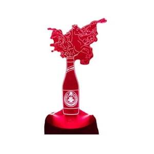 Lelumania - Lampara Ilusion 3D Cerveza Red Horse De 7 Colores, Base Touch