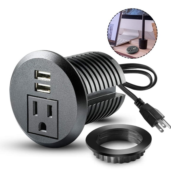 Enchufe Power Grommet para mesa de escritorio con orificio USB de 2.4 pulgadas 2A