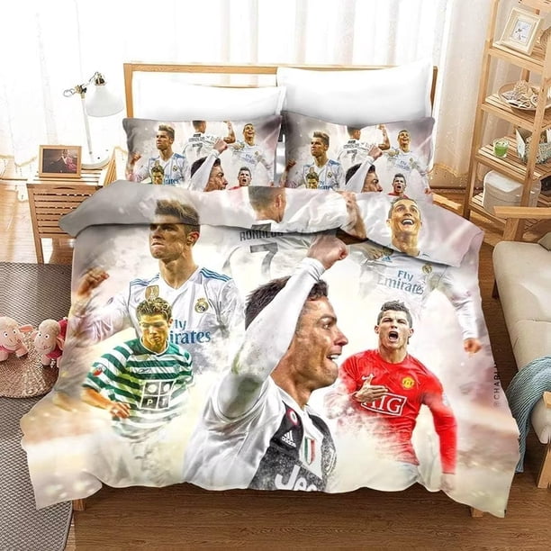 Soccer CR7 Duvet Cover Ronaldo Microfiber Bedding Set 3PC Kids Comforter Cover Set