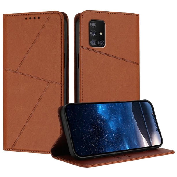 Funda Cartera Magnética para Samsung Galaxy A71 5G Protección Antichoque con Ranuras Marrón