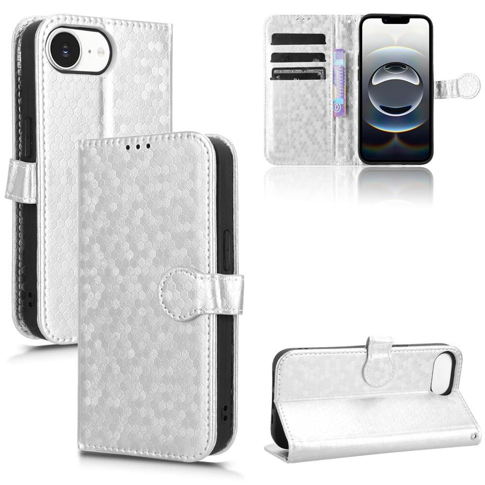 Foxdock - Funda Cartera Lunares Iphone 16e Con Tarjetero, Correa Y Soporte Plata