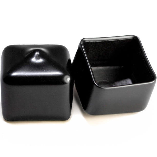 Tapones para orificios de plástico Prescott Plastics 12.7 mm cuadrados negros, paquete de 4