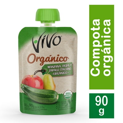 Compota Orgánica Zapallo Italiano Manzana Pera 90 G Vivo