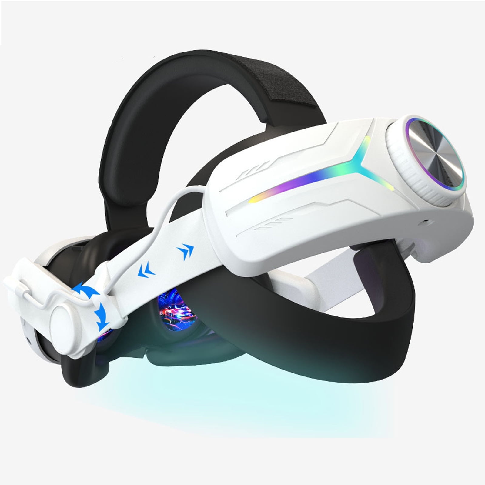 Cinta De Carga Aaronmei Para Meta Quest 3 Con Batería 8000mah Luces Rgb Ajustable Blanco