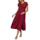 thumbnail image 2 of INSPIRE CHIC Vestido de maternidad para el Día de la Madre de mujer, maxi, mangas cortas, con pliegues y volantes, para sesión de fotos, casual, fluido, verano 2026, 2XL, rojo, 2 of 6