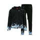 thumbnail image 1 of Saronite Conjunto de Chaqueta Casual de Algodón con Estampado Dinámico, Manga Larga y Pantalón de Polar con Efecto Salpicado, Negro/celeste (para Hombre), 1 of 5