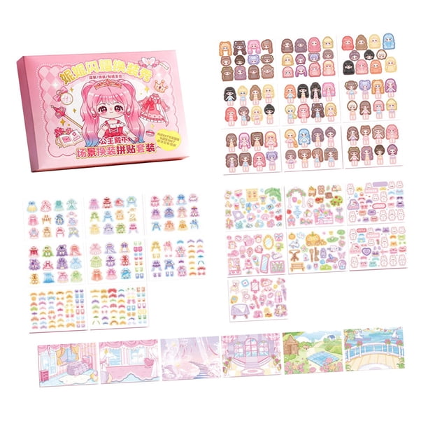 Haz tu propio libro de pegatinas reutilizable para niños, álbum de recortes, vestido colorido, juguete de pegatinas para recuerdos de fiesta, niñas y Princesa