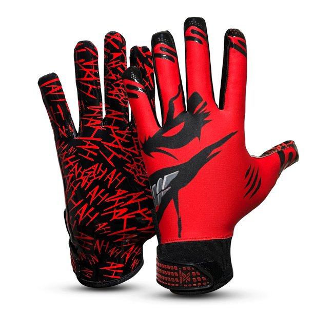 XEZROX WEAR 1.0 Guantes de Fútbol Americano – Guantes de Recepción Súper Pegajosos con Agarre Táctil y Rendimiento para Partidos y Entrenamiento – Tallas Adultas y Juveniles (ROJO, Juvenil Mediano)