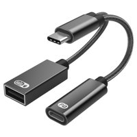 Magideal - Cable De Carga Adaptador Usb Otg Con Cable De De Carga Rápida Pd 60W 2 En Un Convertidor Divisor Para Teléfono Inteligente Negro