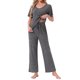 thumbnail image 2 of INSPIRE CHIC Conjunto de Pijama para Mujer de Punto Acanalado con Manga Corta, Parte Superior con Abertura Lateral y Pantalones, Conjunto de Dos Piezas para Estar en Casa con Bolsillos M Gris Oscuro, 2 of 5