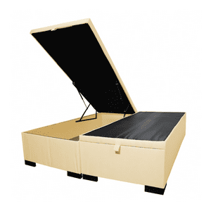 Mueblart - Base De Cama Baúl 2 Plazas Eco Cuero Café Con Mecanismo