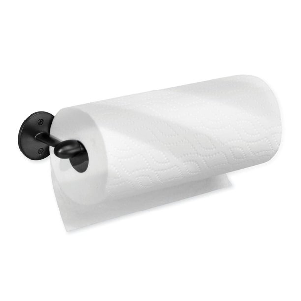 iDesign Orbinni Soporte de Metal para Toalla de Papel Montado en la Pared, Organizador de Rollos para Cocina, Baño y Sala de Manualidades, 35 cm × 6 cm × 11 cm, Negro Mate