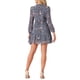 thumbnail image 3 of INSPIRE CHIC Vestidos de Verano para Mujeres 2025 Floral con Lazo en el Cuello en V Manga Larga Semitransparente en Capas Vestido Mini de Gasa XS Azul Gris, 3 of 6