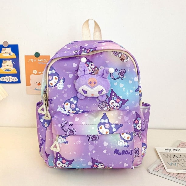 High Quality Canvas School Backpack Cute Pattern Portable Schoolbag Large Capacity Cartoon Print Travel Bag