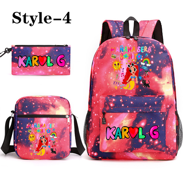 Cartoon Manana Sera Bonito 3 Piece Backpack Boys Women's Cute Rucksack Shoulder Bag Pencil Bag Teenage School Bag