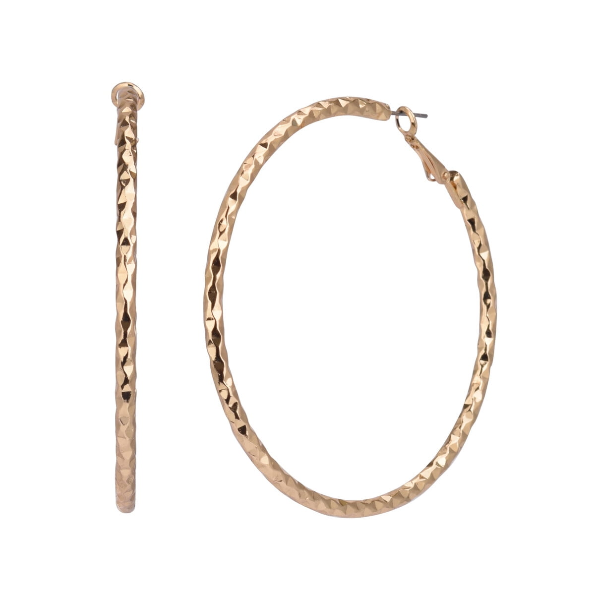Aros Argolla Time And Tru Metal Dorado Texturado Mujer