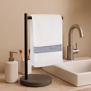 Toalla De Cara Mav Nautica 100% Algodón Suave 30X50Cm Blanca-Azul Marino