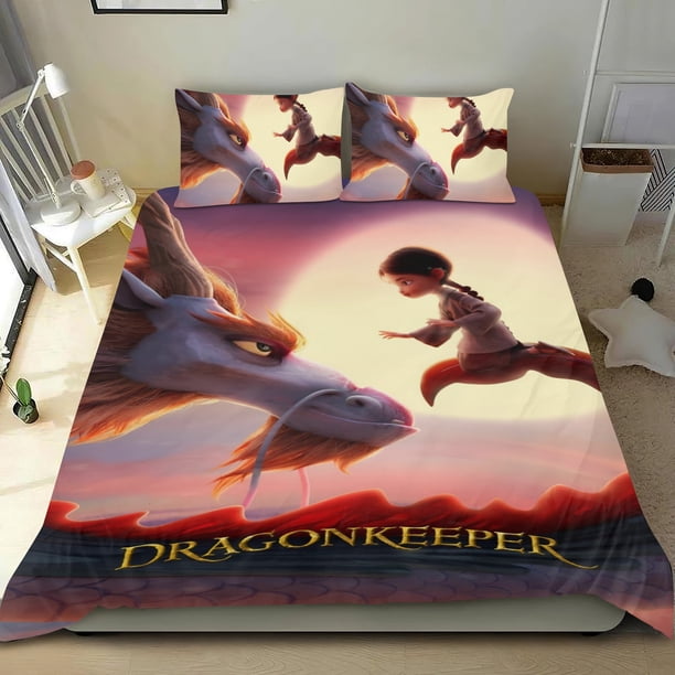 Guardián de dragones Conjunto de sábanas temático, trío de piezas, cómodo y amigable con la piel, diseño único, regalo de decoración para el hogar para familiares, amigos y fans,140cm *210cm
