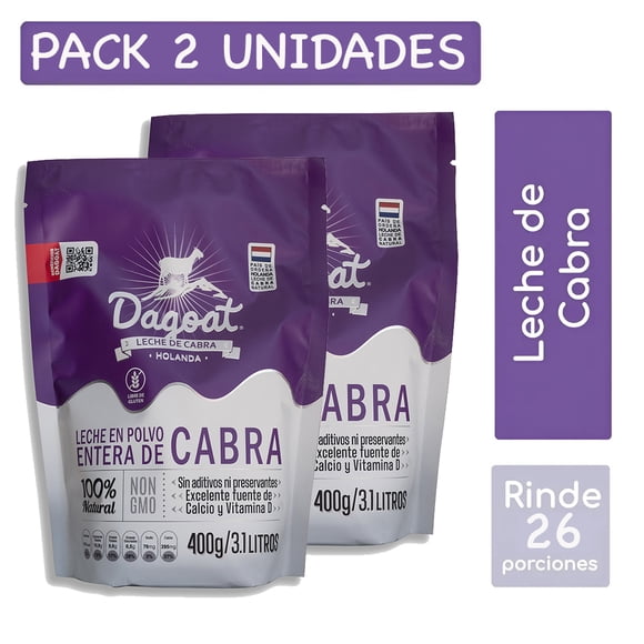 Pack Leche de  cabra Entera en polvo 400g x2