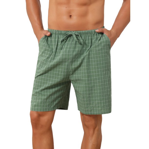 INSPIRE CHIC Pantalones Cortos de Pijama para Hombre con Cintura de Cordón y Patrón a Cuadros 30 Verde