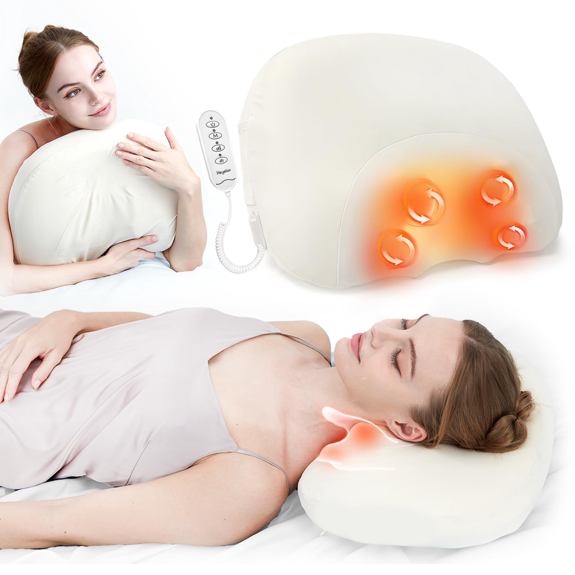 Almohada Masajeadora De Cuello Heyelax Pain Relief Con Calor Inalámbrico