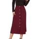 thumbnail image 1 of Falda skater midi acampanada de cintura alta con botones delanteros para mujer, 1 of 6