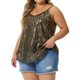 thumbnail image 4 of Agnes Orinda Trajes de Halloween Tallas Grandes Escuela Colegio Tops de Lentejuelas para Mujeres Cuello en V Bronceado Brillante Cami Sin Mangas Camisola Chaleco 3X Negro Oro, 4 of 6
