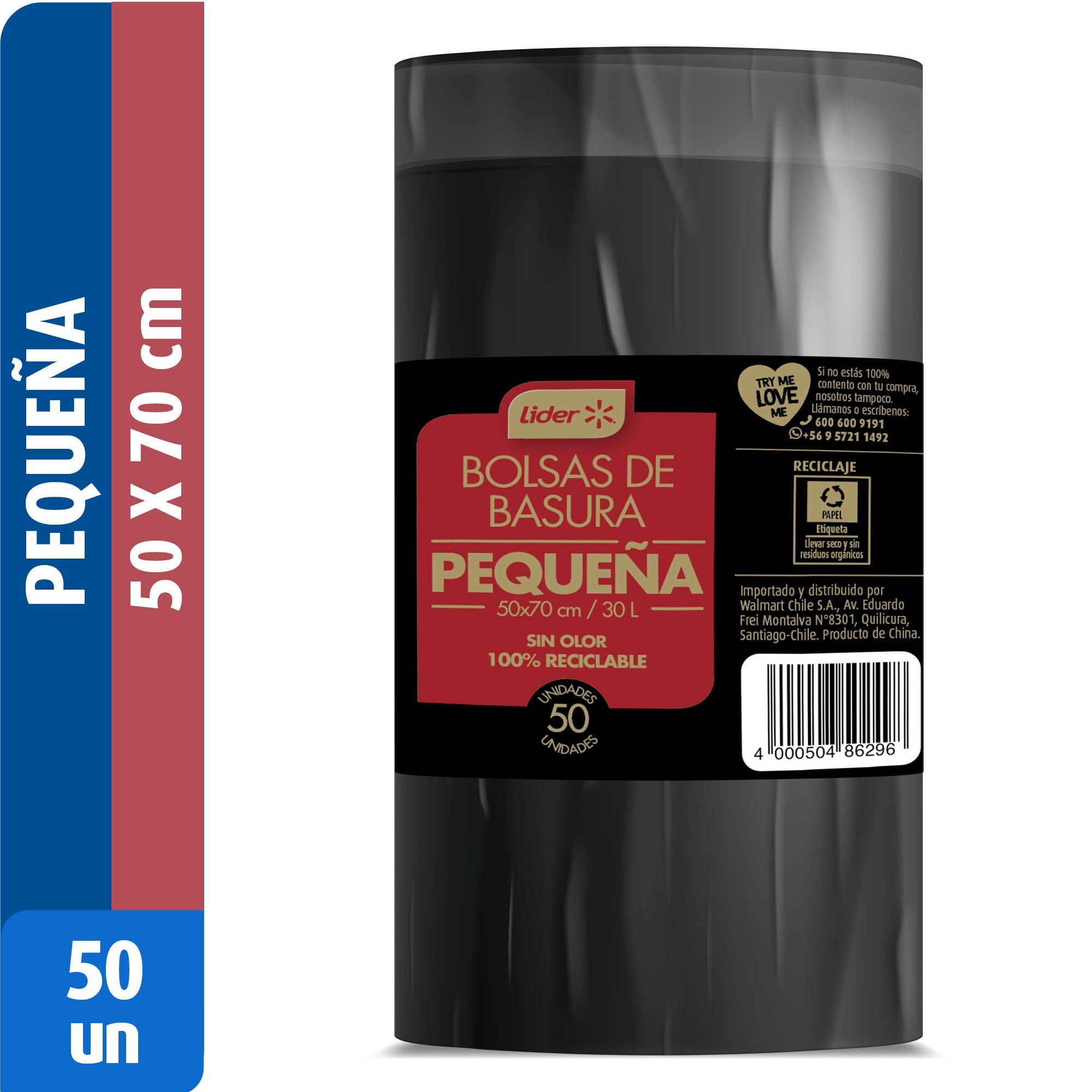 Bolsa De Basura Pequeña 50x70 Cm 50 Un Lider