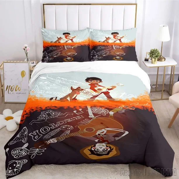 x736 Bed SheetsCoco Miguel Pattern Duvet Cover Set HD Comforter Cover for Kids Bedding Sets Bedclothes Bedroom Decor 3-Piece Bedding Set (1 Duvet Cover + 2 Pillow Shams) nj736