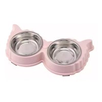 Defensor Forever - Plato De Plástico Doble Con Pocillos De Acero Inoxidable Rosado